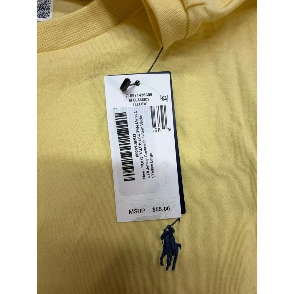 New Polo Ralph Lauren Men Classic Fit Crew Neck Shirt Yellow Large